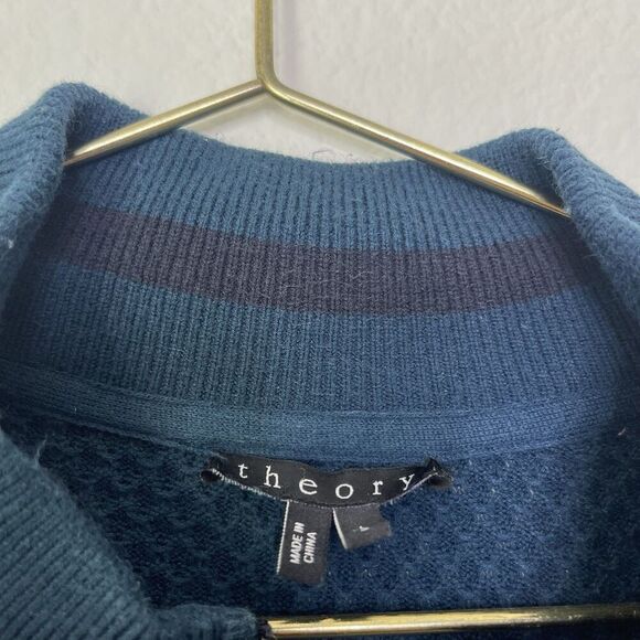 Theory Mens Zip Up Sweater Large Waffle Knit Udeval Breach Mock Neck Cardigan - Picture 3 of 11